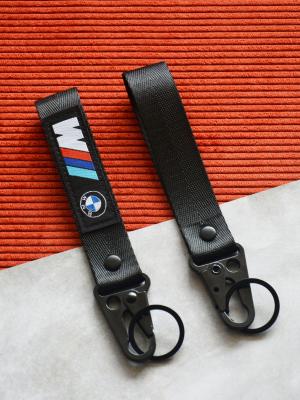 На фото Тканевый брелок с карабином БМВ/BMW M-Series черный
