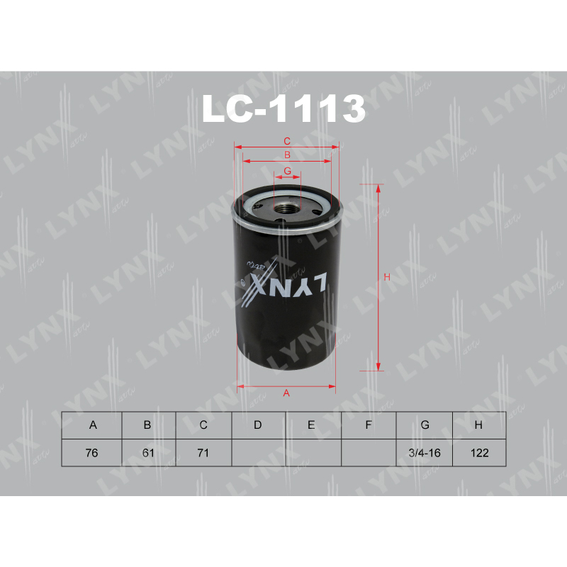 Продажа LC-1113 Фильтр масляный LYNXauto (978M6714B1A)