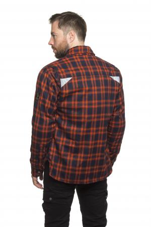 На фото Моторубашка MadBull CafeRacer оранжевая