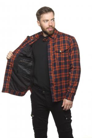 На фото Моторубашка MadBull CafeRacer оранжевая