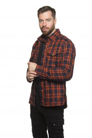 На фото Моторубашка MadBull CafeRacer оранжевая