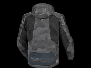 На фото Мотокуртка MACNA BRADICAL ткань серый камуфляж/черная