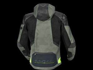 На фото Мотокуртка MACNA BRADICAL ткань зеленый камуфляж/черная